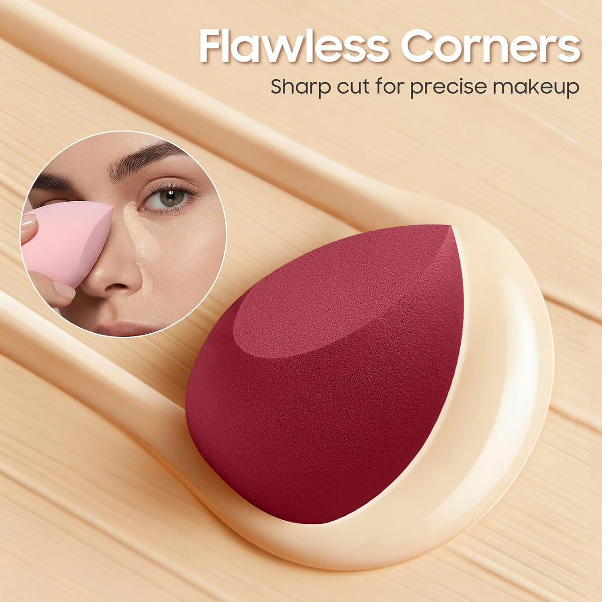 Sponzey® 15-Pcs Makeup Sponge Set – Soft Latex-Free Wet & Dry Sponges for Foundation & Concealer