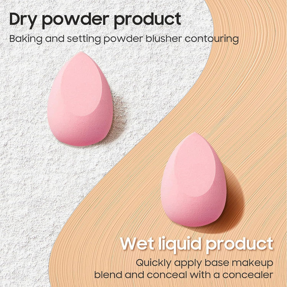 Sponzey® 15-Pcs Makeup Sponge Set – Soft Latex-Free Wet & Dry Sponges for Foundation & Concealer